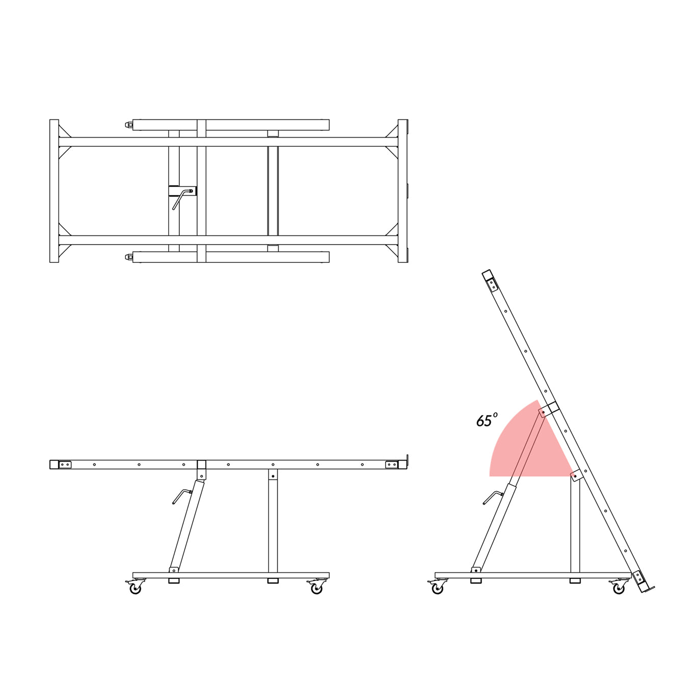 Universal assembly table with 0-65 degree tilting frame 1