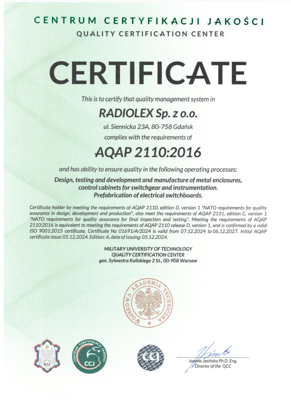 Certificate AQAP 2110:2016