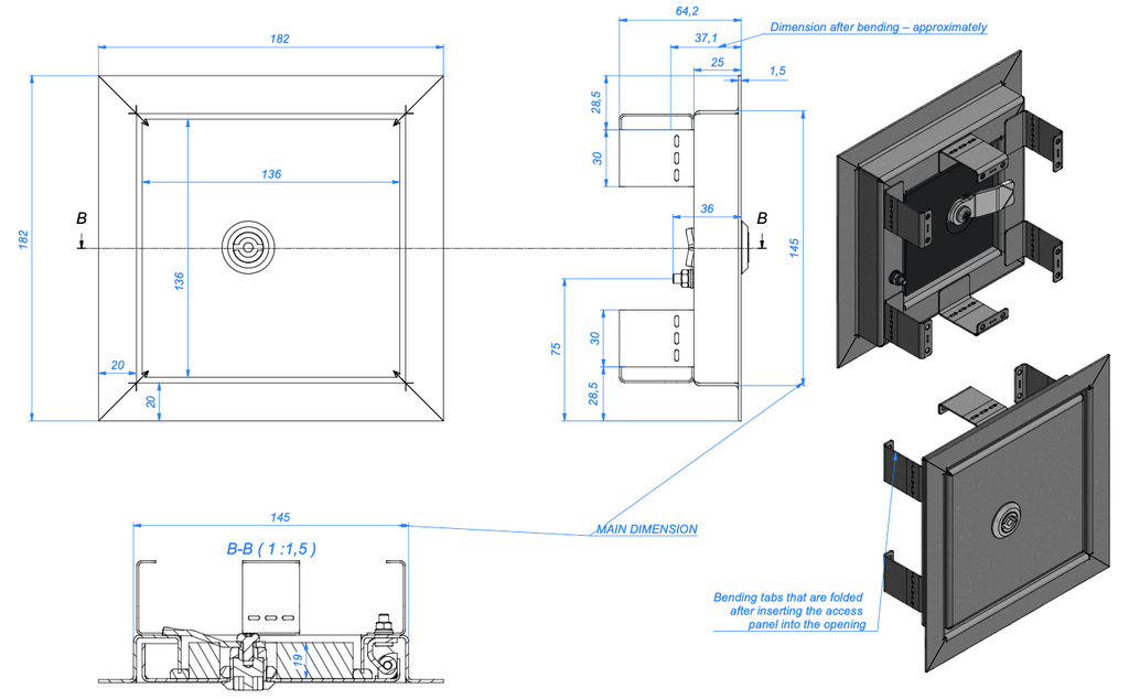 External Access Panel Insulated Lockable White - Stainless Steel 316L