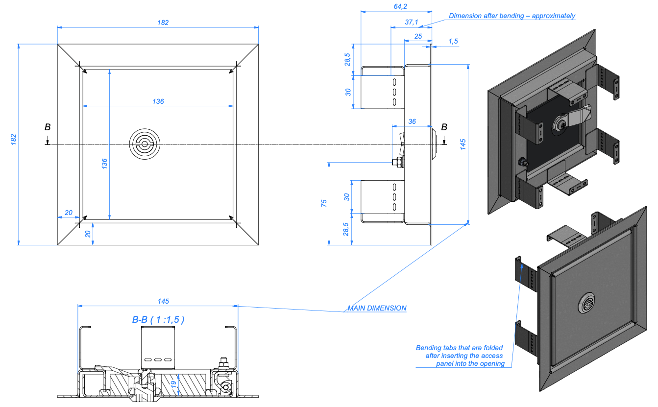 External Access Panel Insulated Lockable White - Stainless Steel 316L
