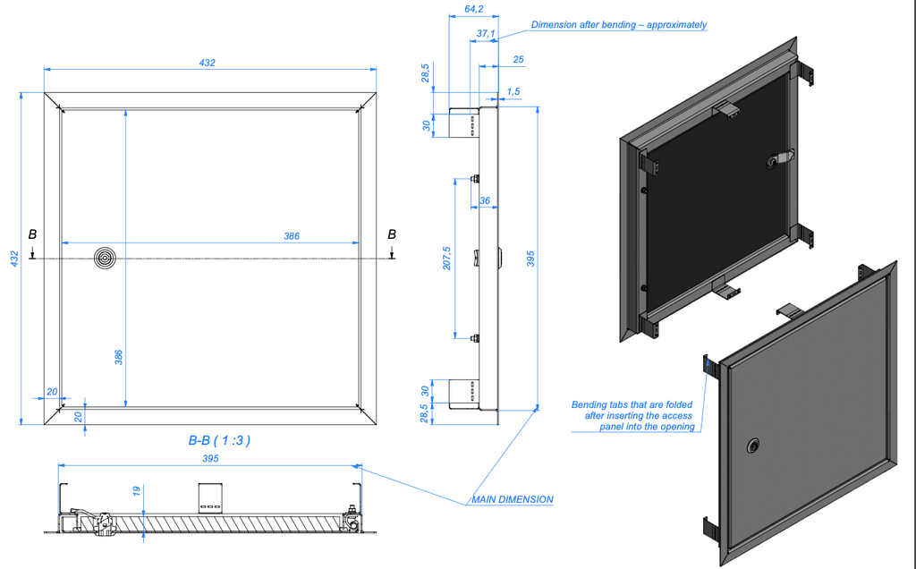 External Access Panel Insulated Lockable White - Stainless Steel 316L