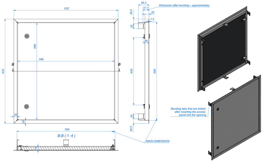 External Access Panel Stainless Steel 316L Lockable Brushed Steel Finish