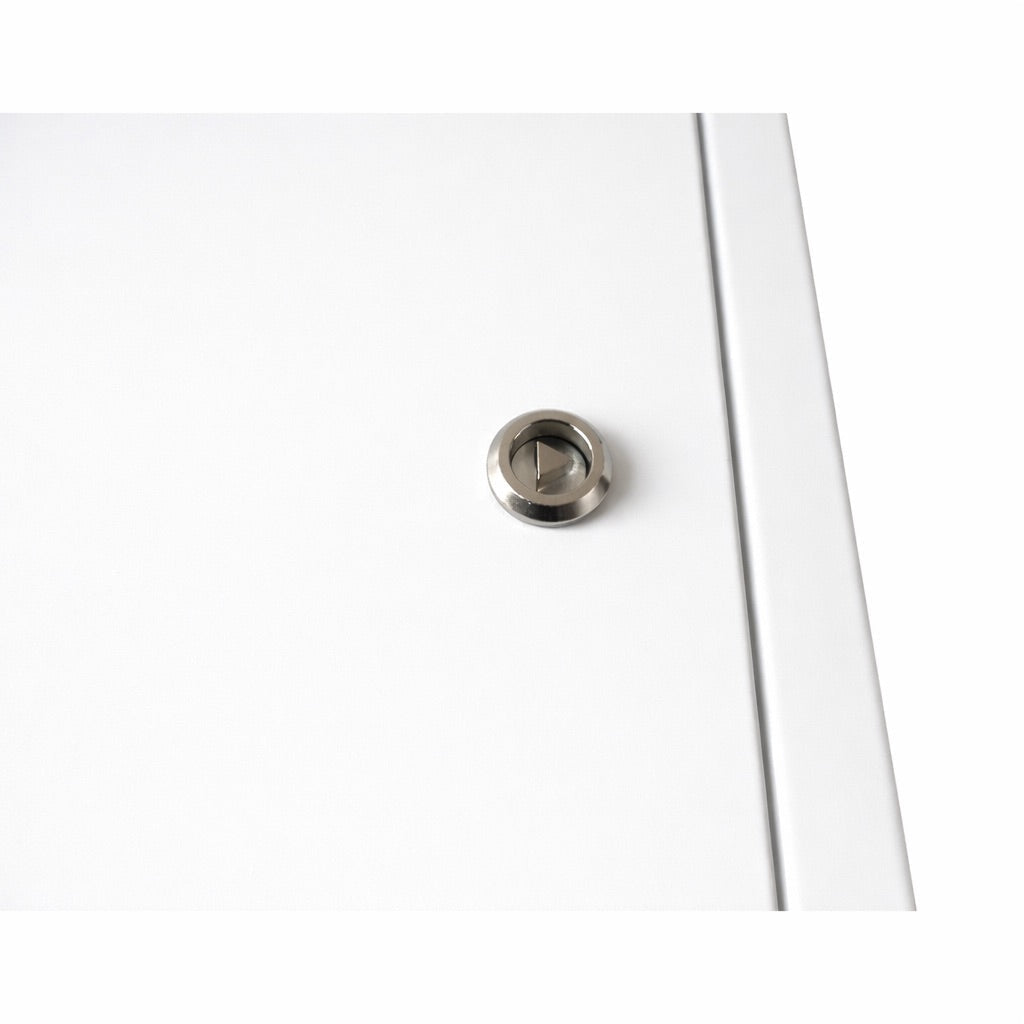 Metallic lock button on a white background
