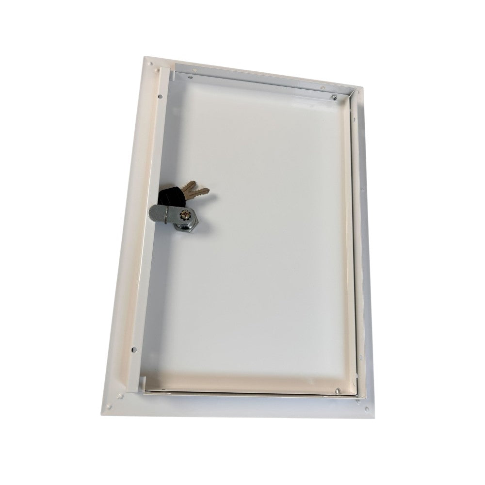 Quick Install Metal Access Panel – White with Lock (Internal View)