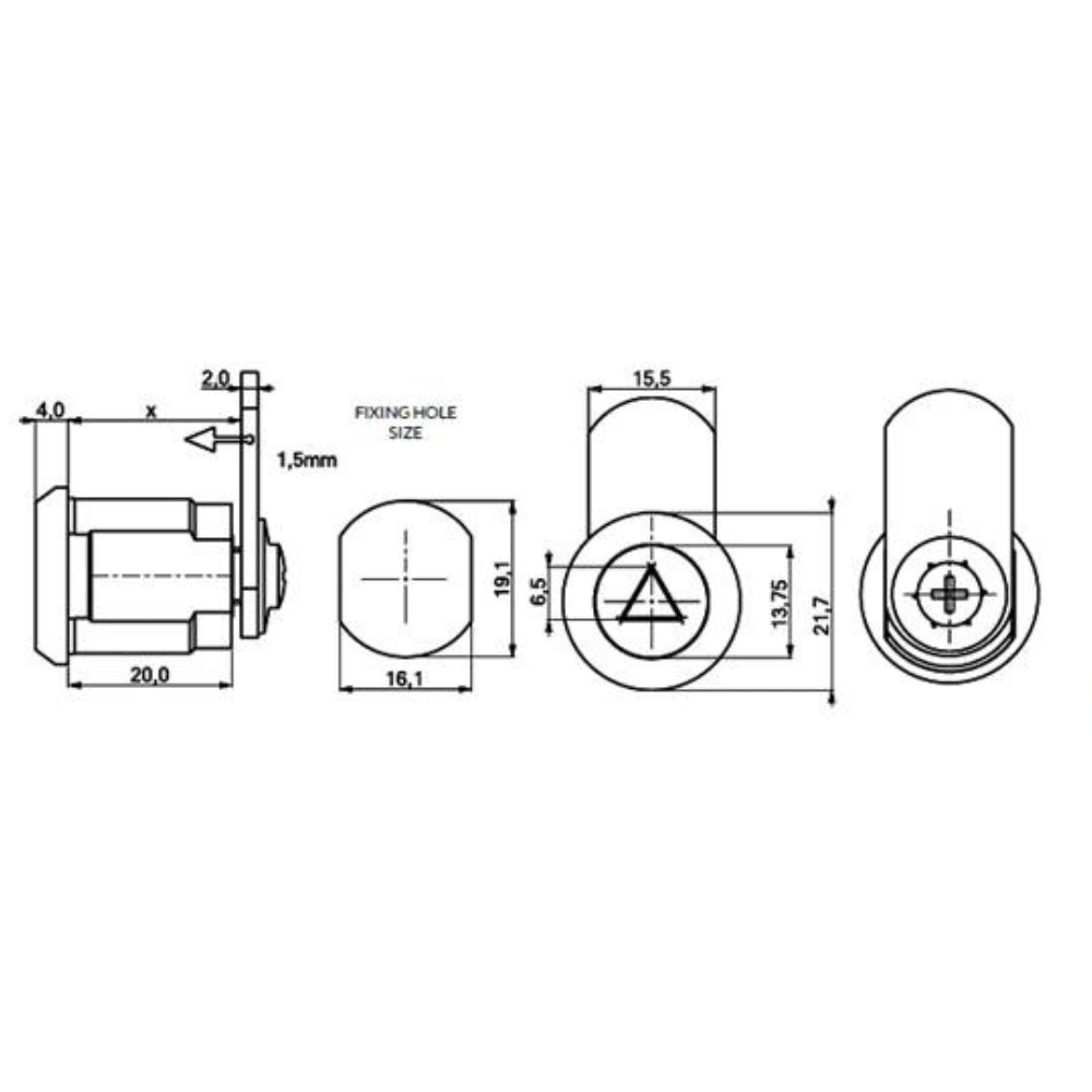 Triangle Cam Lock 6mm Tool Operated Replacement for Metal Access Panels